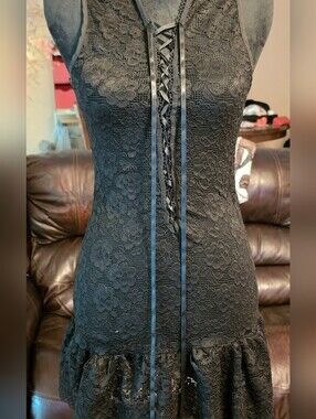 Skintight Sheer Black Lace Corset Sculpting Shapewear Dress, High Stretch *FIRM*